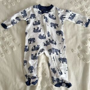 Burt's Bees White and Blue Bear Print Footie